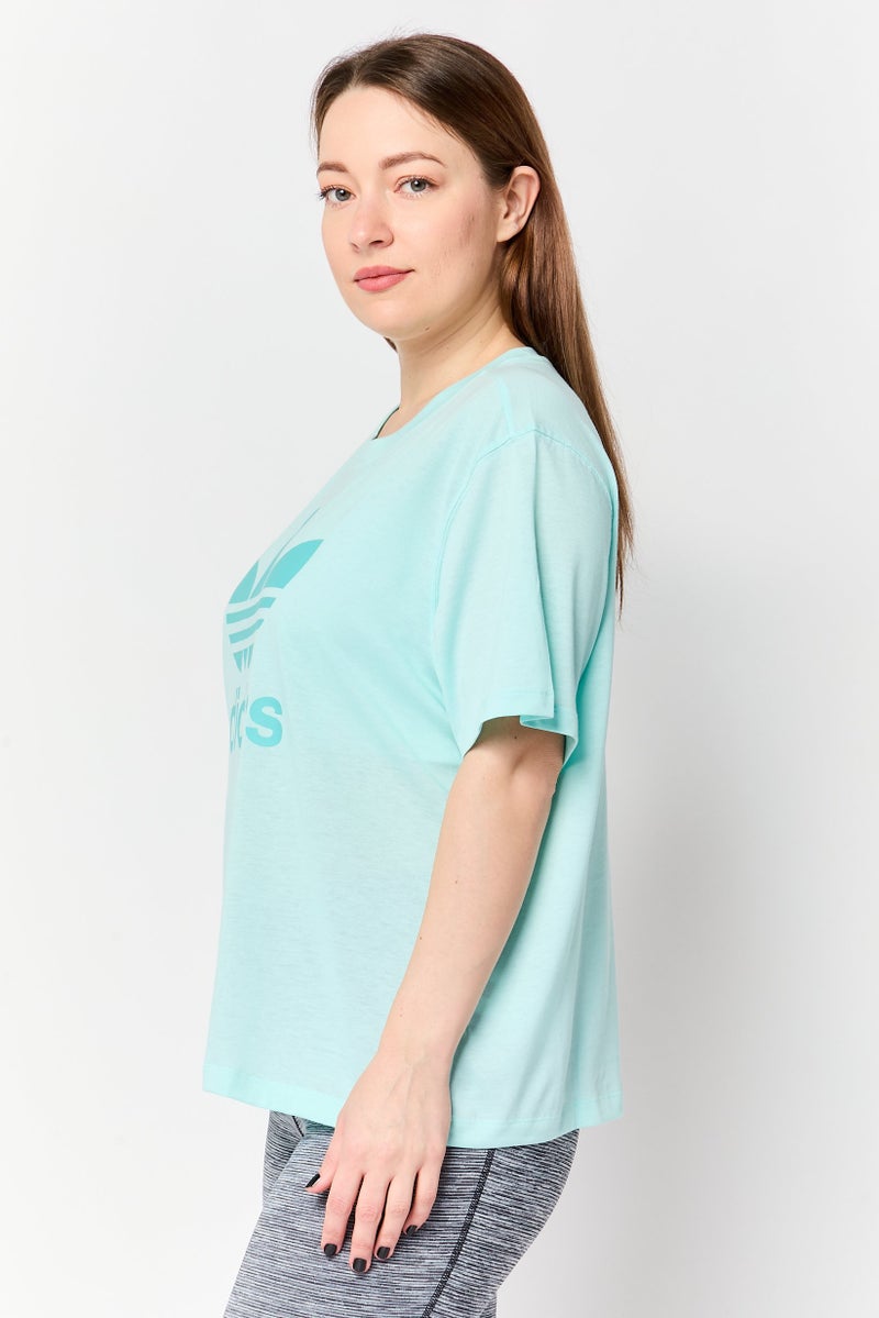 adidas Originals Women Sportswear Fit Short Sleeve Training T-Shirt, Turquoise - Image 3